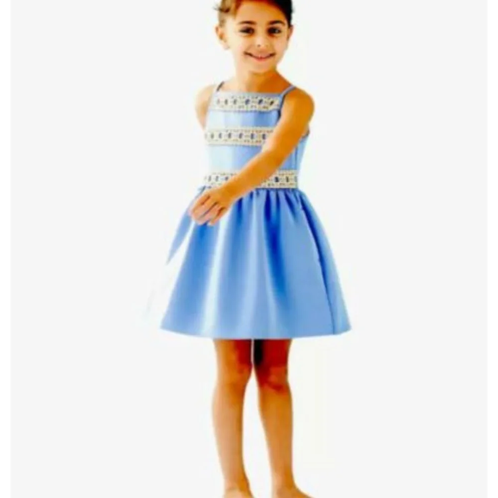 Lilly Pulitzer Girls Elize Fit & Flare Dress Blue Peri sizes Medium & Large NWT - Picture 1 of 9